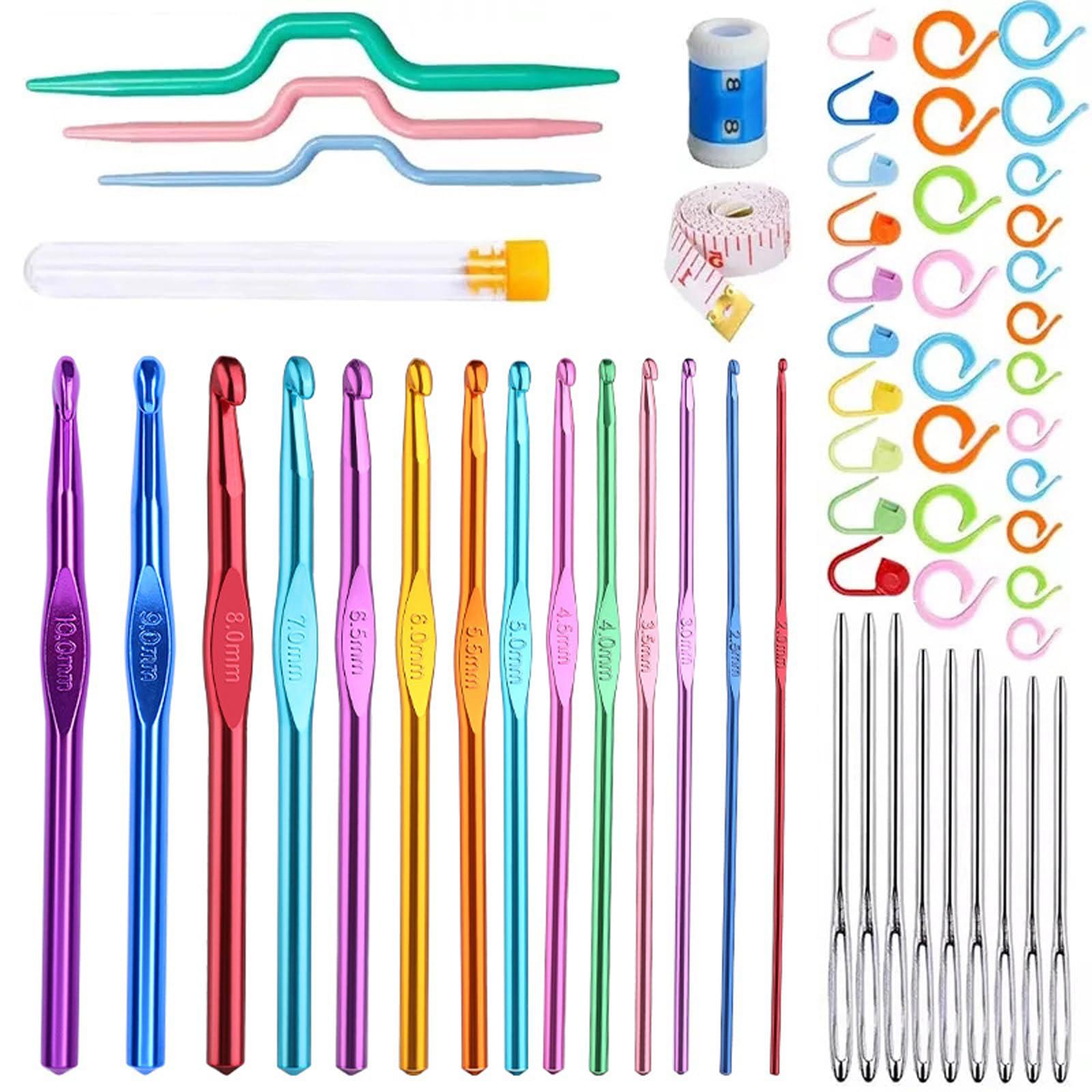 IFUNY 105 Pcs Crochet Hooks Set, Crochet Kits for Beginners Adults,Full Size Soft Handles Aluminium Crochet Hooks,Knitting Stitch Marker Needles,Tools DIY Knitting Yarn Kit with storage bag 0