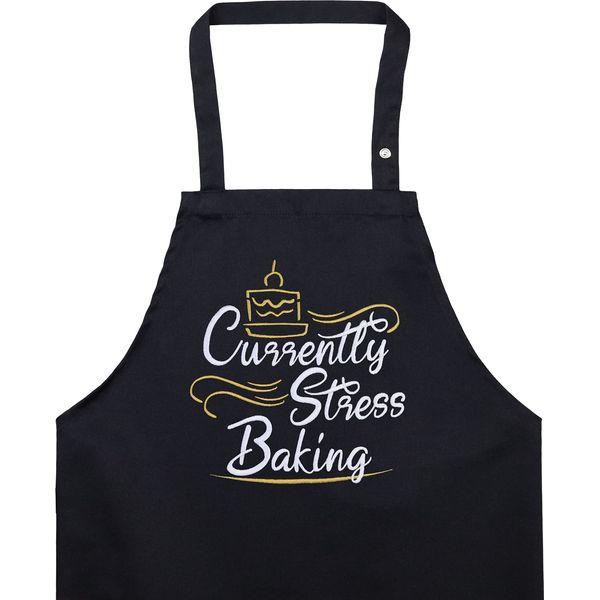 EXPRESS-STICKEREI Cooking apron women Adjustable Kitchen Aprons with Pocket | adjustable neck strap (Currently stress baking - Kochschürze)