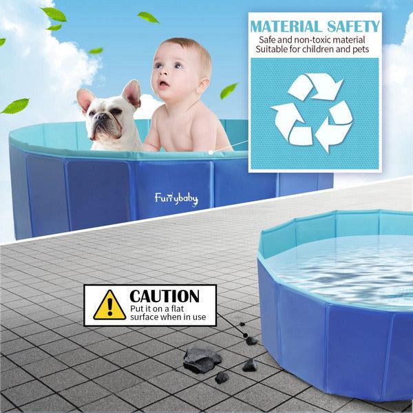 furrybaby Foldable Dog Pool For Dogs, Dog Padding Pool Portable For Dog Bath, Plastic Dog Swimming Pool Large Hard Kid Pool (Navy 120 * 30cm) 3