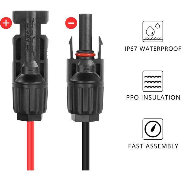 YAODHAOD 1 Pair Solar Extension Cable 4mm², Solar Panle Cable 1M Solar Connector Adapter Kit for Solar Panels,for photovoltaic cable,for solar power station(Solar Extension Cable 4mm² /5M) 1