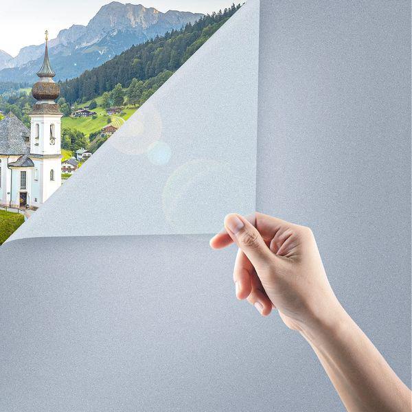 ouyili Frosted Glass Window Film Static Clings Removable Non Adhesive, Add Privacy and Style to Your Windows, Anti-UV Heat Control Sun Blocking not Affect Natural Light Enter (90 cm×500 cm) 0