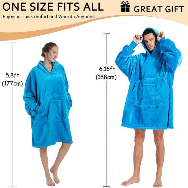 REDESS Blanket Hoodie Sweatshirt, Wearable Blanket Oversized Sherpa with Sleeves and Giant Pocket, Cozy Hoodie Warm for Adult Kids 4