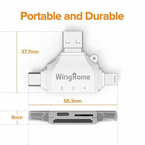 WingHome 4-in-1 SD Card Reader, Micro SD/TF Card Adapter to View Camera Photos and Videos on Smart Devices 2