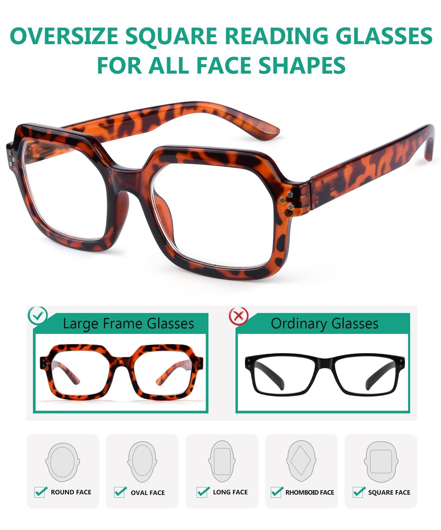Eyekepper 5-pack Reading Glasses for Women Square Readers Large Frame +1.0 3
