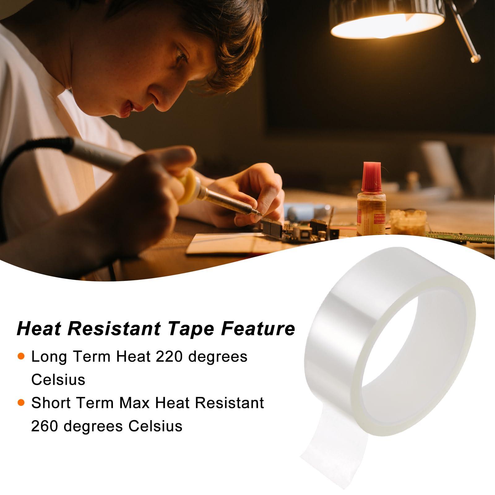 sourcing map 2 Rolls Heat Tape High Temperature Heat Resistant Tape 35mmx33m(108ft) Sublimation Thermal Heat Transfer Tape for Sublimation Press No Residue, Clear 8