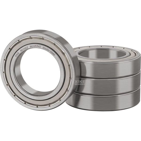 XIKE 4 pcs 6010ZZ Ball Bearings 50x80x16mm Bearing Steel and Double Metal Seals and Pre-lubricated, 6010-2Z Deep Groove Ball Bearing with Shields 0