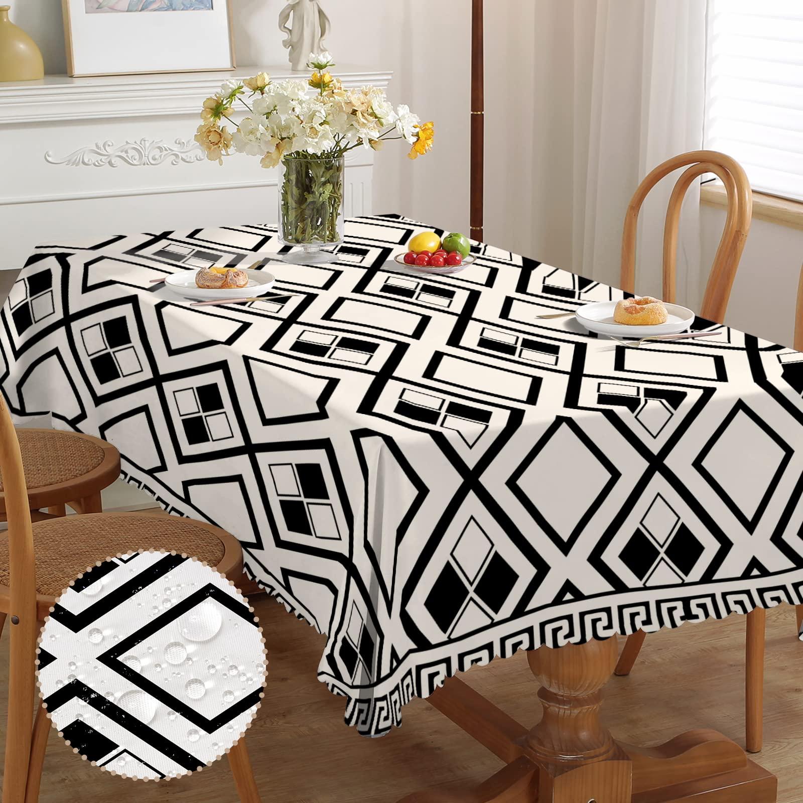 Rectangular Tablecloth Boho Wipeable Tablecloths Polyester Wipe Clean Table Cloth Water Resistance Table Cover for Home Dining Kitchen Party 0