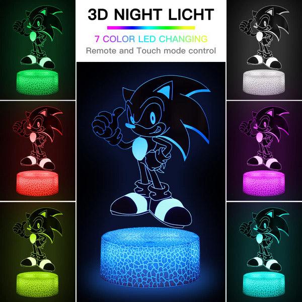 HUGOODCO Anime Toys 3D Night Light, 5 Patterns Anime Led Illusion Lamp with 16 Colors Changing, Decor Lamp Birthday Christmas Gifts for Children 1