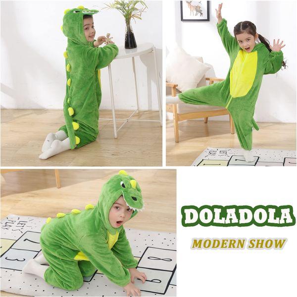 Doladola Baby Boys Girls Cartoon Animal Hooded Onesies Infant Pajamas Romper(0-3 Months,Green Dinosaur) 3