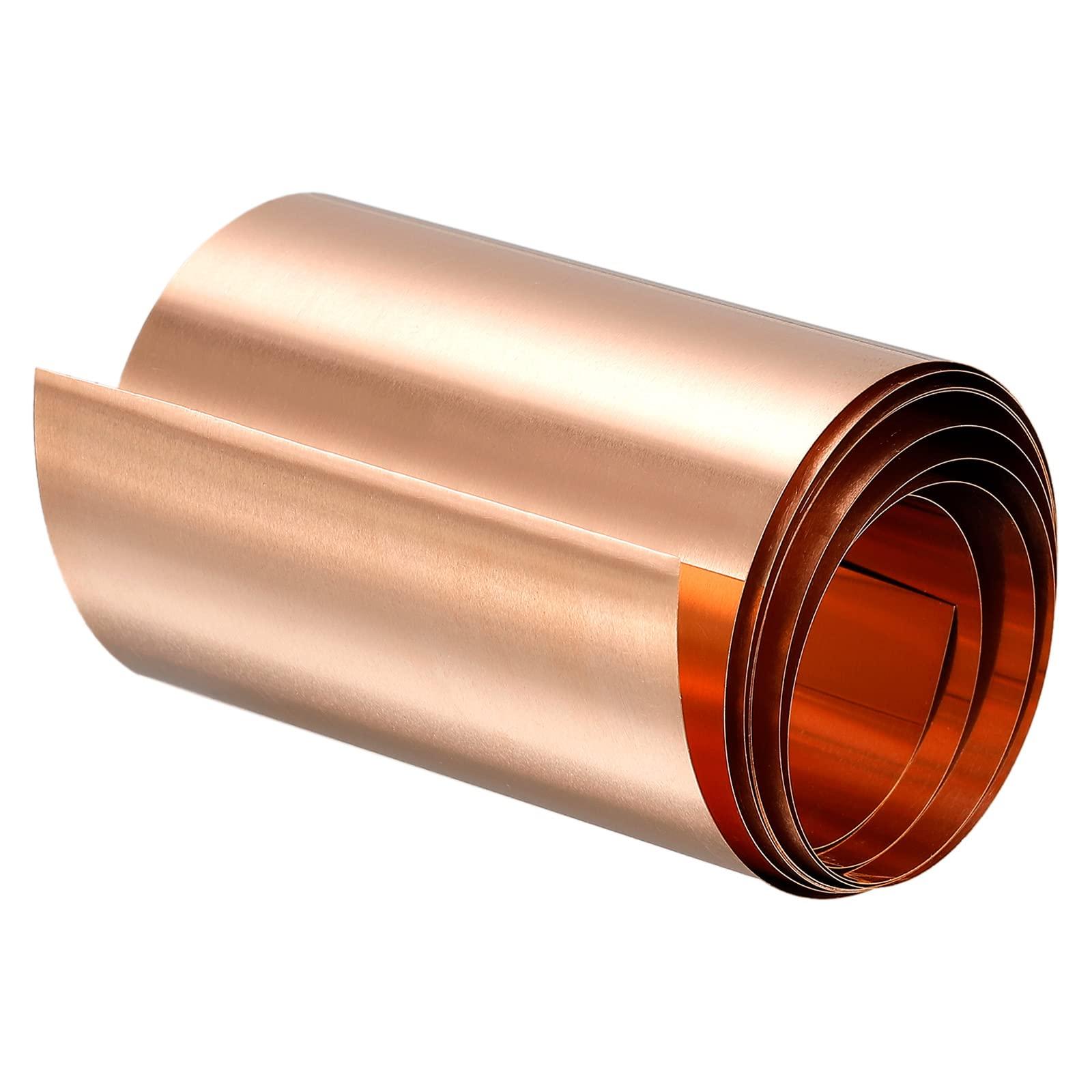 sourcing map Copper Thin Foil Roll Sheet, 0.2x60x1000mm Pure Copper Foil Sheet Roll Copper Strip for Crafts, Electrical Repairs, Grounding 5