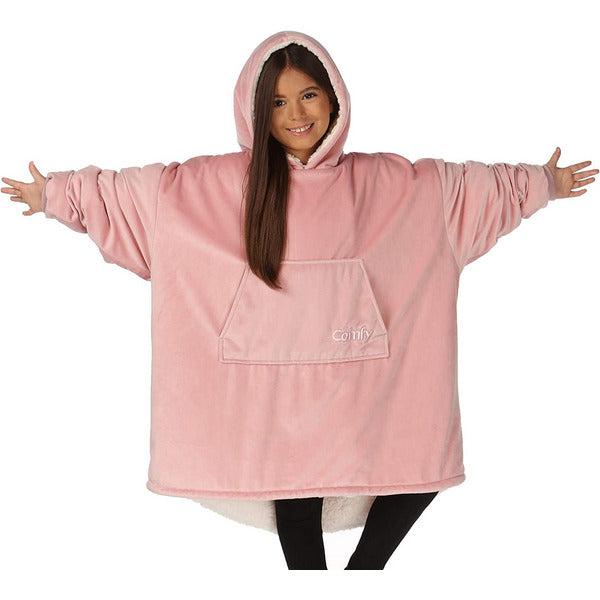 THE COMFY ORIGINAL JR | The Original Oversized Sherpa Blanket for Kids, Seen On Shark Tank, One Size Fits All (Blush)