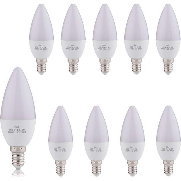 LED Small Screw Candle Bulbs SES E14 - Pack of 10 Edison Screw Light Bulbs 5.5W, 40W Incandescent Halogen Bulbs Equivalent, 550lm, 2700K Soft Warm White, 240V, by Brightfour