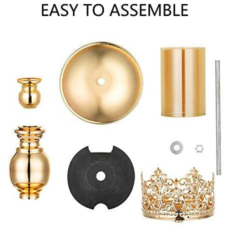 NUPTIO Pillar Candle Holders with Glass, Set of 2 Gold Hurricane Candle Holder Modern Home Decor Gifts, Candlelight Holder for Wedding Anniversary Housewarming Party Table Centerpieces, Gifts for Her 3