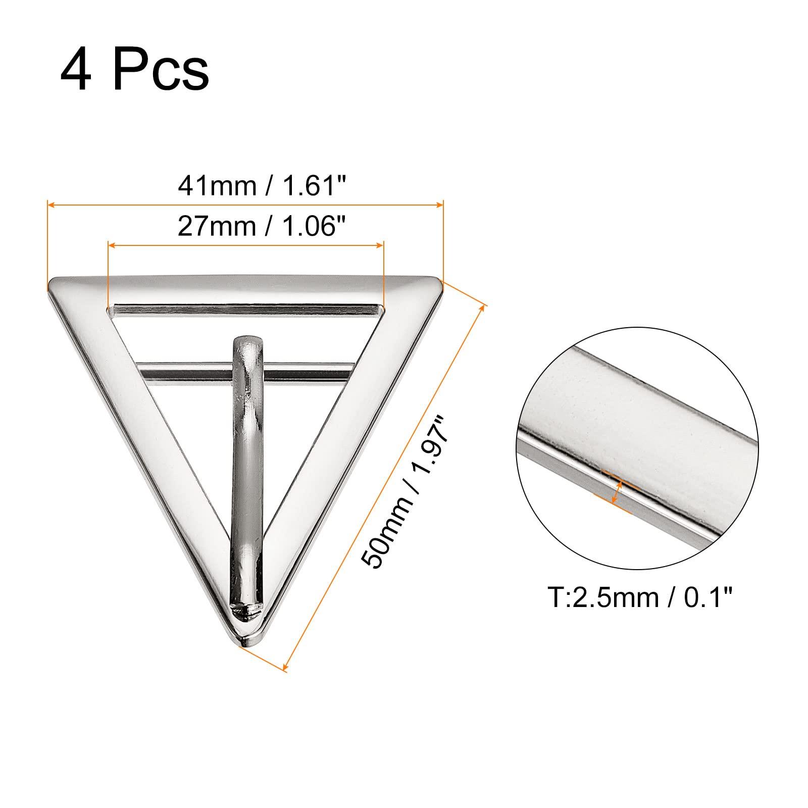 sourcing map Metal Roller Buckle, 4Pcs 1 2/7 Inch Single Prong Belt Buckle Triangle Center Bar Buckles for Leather Craft Accessories, Silver 1