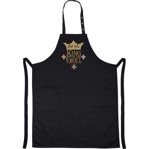 EXPRESS-STICKEREI KING OF THE GRILL Bib Apron for Men | Adjustable Grilling Apron with Pocket to hold Utensils, Spice Jars, Recipes, Beer | Gift Apron for BBQ Lovers, father, son, grandfather 1