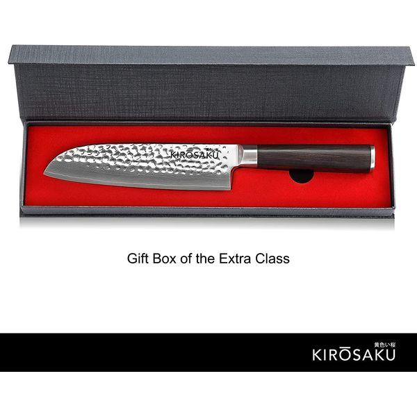 Kirosaku Premium Santoku Japanese Knife Damascus Steel 18 cm - Santoku Chef Knife Made of Japanese Damascus Steel and Pakka Wood Handle for a Fantastic Cutting Experience 1
