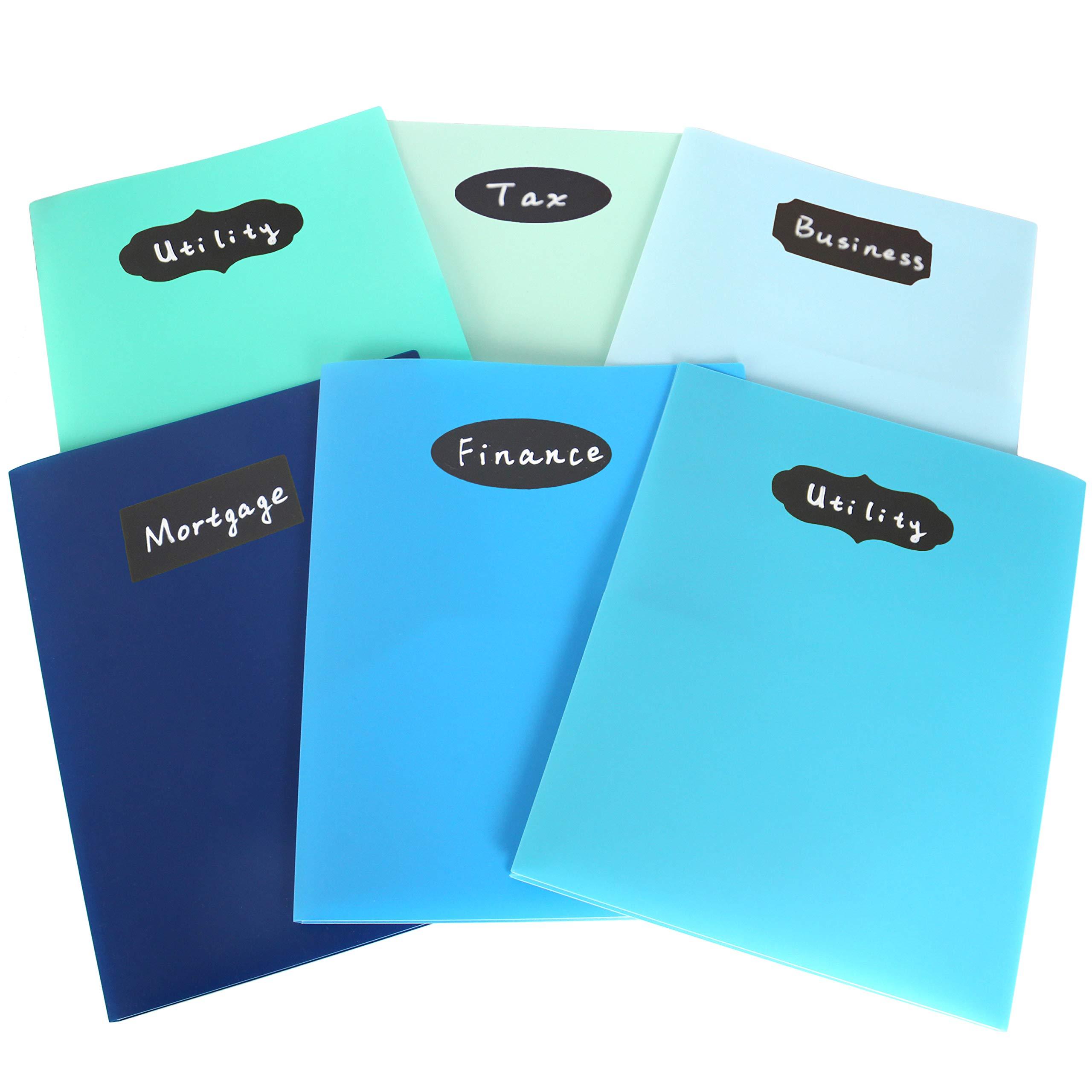 Youngever 6 Pack Heavy Duty Plastic Two Pocket Folders, Heavy Duty Plastic 2 Pocket Folder (Coastal Colors) 3