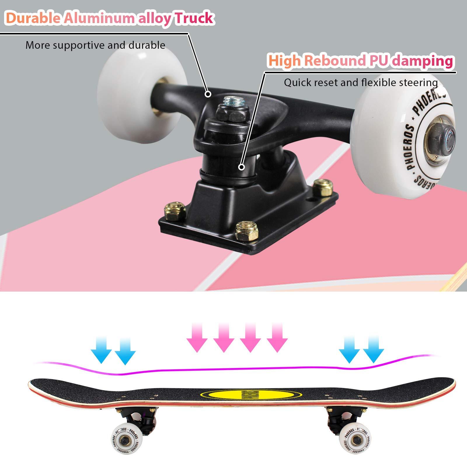 Cesulos Complete Skateboards- Standard Skateboards for Beginners Kids Boys Girls Teenager- 31''x 8''Canadian Maple Cruiser Pro Skate Board, Skateboards 9