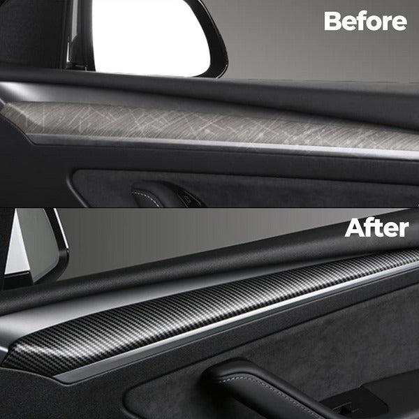 ThinsGo Tesla Model 3 Model Y Door Trim Cover Wrap Door Protectors Interior Matte Carbon Fiber Pattern Accessories 2PCS 4