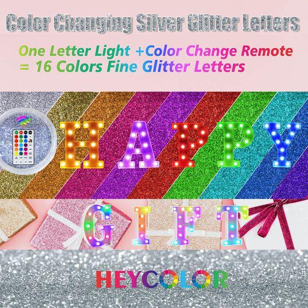 Colorful LED Marquee Letter Lights, RGB Shiny LED Letters with Remote, Glitter Light Up Letters Marquee Signs Battery Powered, Christmas Birthday Home Wedding Party Decoration, Letter O 3