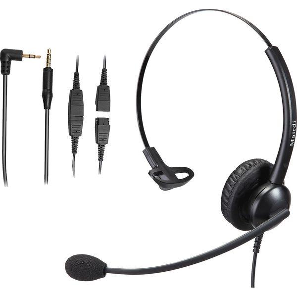 MAIRDI 2.5mm Headset with Microphone Noise Canceling for Panasonic Deskphone, Telephone Headset for Call Center Office, Phone Headset 2,5mm Jack for Polycom Cisco Vtech Undiden Cordless DECT