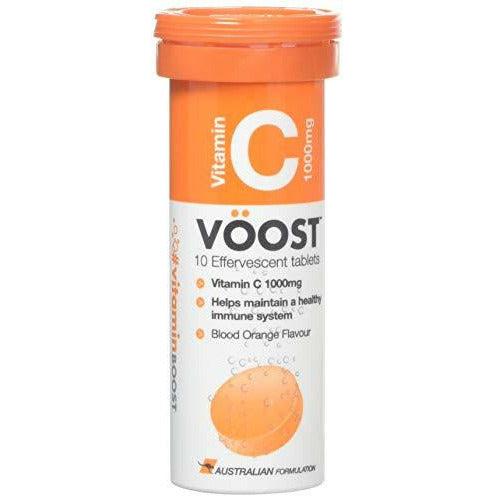 Voost Orange Flavour Vitamin C Effervescent Mineral Supplement Tablets, 1000 mg, Pack of 6, 10-Count 0