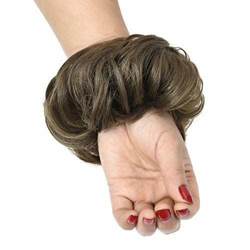Yamel Messy Hair Bun Scrunchie Extensions Synthetic Updo Chignon Hairpiece for Women (Ash Brown) 4