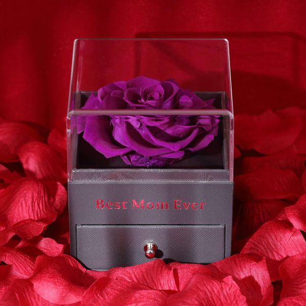 Faneeyo Mothers Day Rose Gifts for Mum,Preserved Real Rose with I Love You Necklace 100 Languages,Mum Gifts from Daughter Son, Birthday Gift for Mum,Purple 4