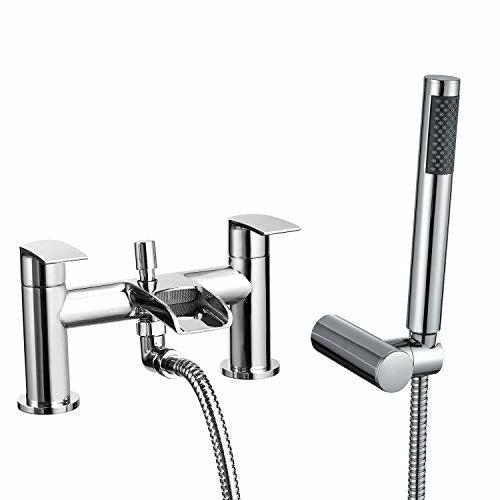 [Bath Shower Tap] Hapilife Waterfall Bathroom Water Filter Mixer Tub Tap Chrome with Handheld Shower Head 0