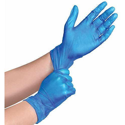 100 (1 Box) x BLUE Vinyl Powder Free Gloves Disposable Food Medical etc. (Large) 0
