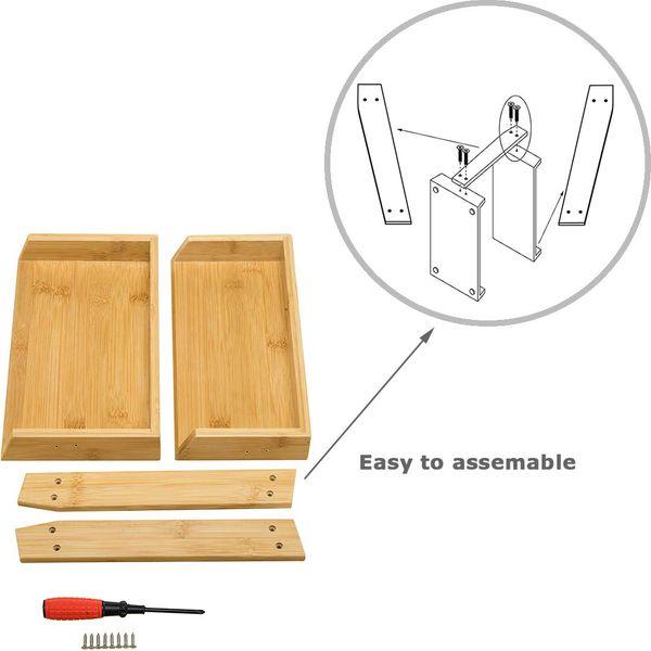 GOBAM Bamboo Makeup Organiser, Large - 2 Layer Countertop Organiser for Makeup Brushes, Cosmetics & Perfume - Easy Assembly - Display Make up Box for Cosmetics & Jewellery - Natural 4
