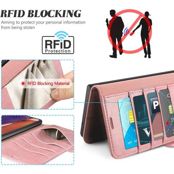 TUCCH Galaxy Note 20 Ultra Wallet Case, Magnetic PU Leather Case[Card Slot][Kickstand][RFID Blocking] Protective Flip Cover[Shockproof TPU Cover] Compatible with Galaxy Note 20 Ultra(6.9), Rose Gold 2