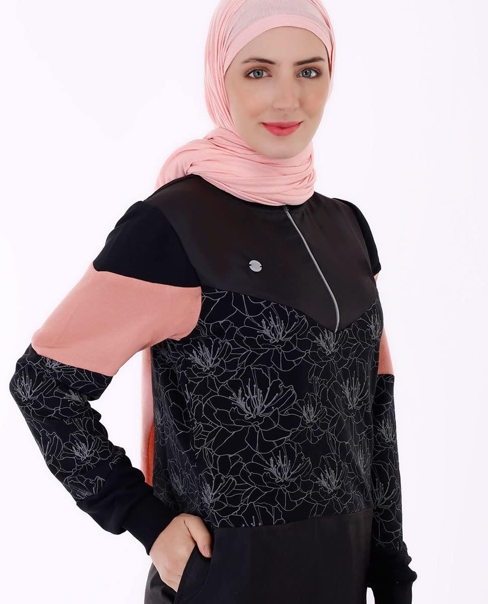 Silk Route Black Floral Print Jilbab XLarge 58 3