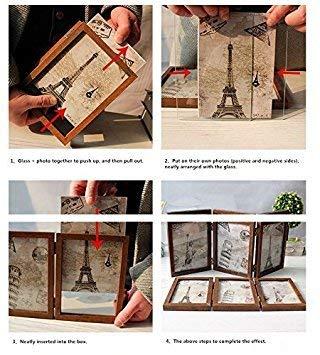 Xshelley retro home jewelry gifts, 3 frame double folding frame, double-sided photo frame 180 degree rotation, creative photography studio/Album (5X7) 4