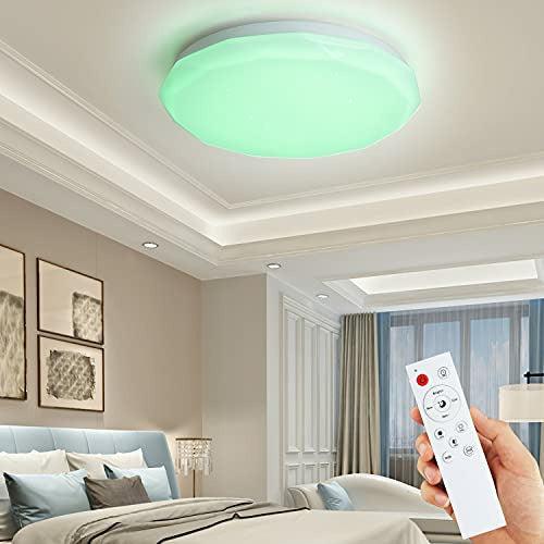 MAKELONG LED Smart Ceiling Light, 28cm 28W, Compatible with Alexa, Google Home, Remote Control Dimming and Color Adjust, RGB Color, Echo Voice Control, for Living Room, Bedroom 2