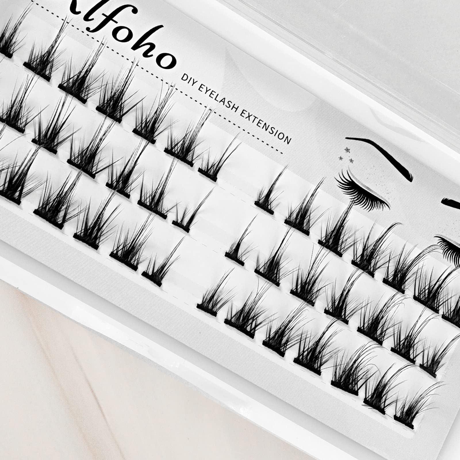 Cluster Lashes DIY Eyelash Extension, Individual Manga Lashes Clusters Natural Look Little Devil Wispy Mixed Length DIY Lash Reusable Natural Soft Lashes Clusters 3D Cosplay Makeup Halloween (A6) 4