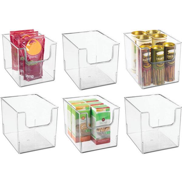 mDesign Storage Trays - Open Top Kitchen Tray for Food Storage Made of Plastic - Freezer and Fridge Boxes - Set of 6 - Clear 0