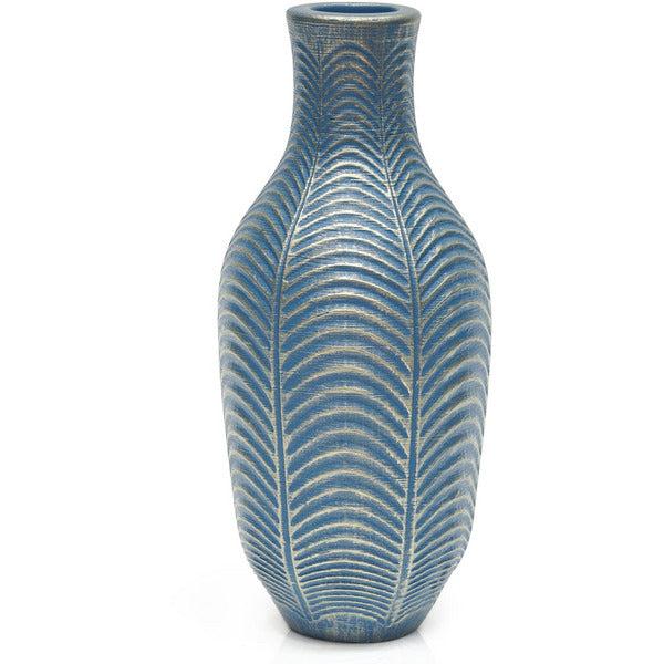 Suanti Matte Blue Flower Vase,Decorative Leaf Pattern Vase 28.5cm Tall for Living Room,Bedroom,Office,Table,Floor,Shelf,Farmhouse Home Decor,Handmade Resin Wedding Centerpiece Vase,Housewarming Gift 0