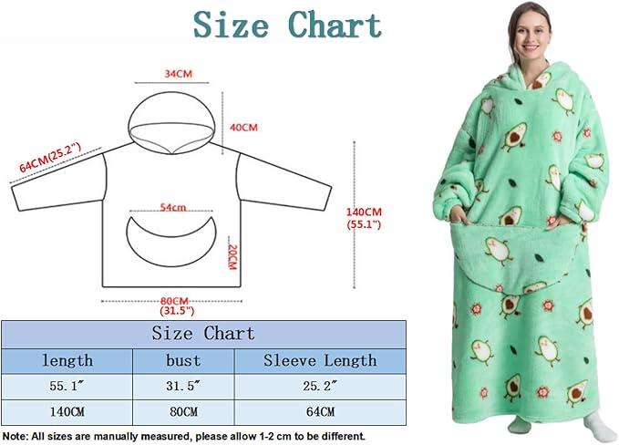 Extra Long Wearable Blanket Hoodie, Oversized Blanket Sweatshirt for Women and Men, Super Warm and Cozy Giant Hooded Blanket, Thick Flannel Blanket with Sleeves and Giant Pocket Polar Bears  4