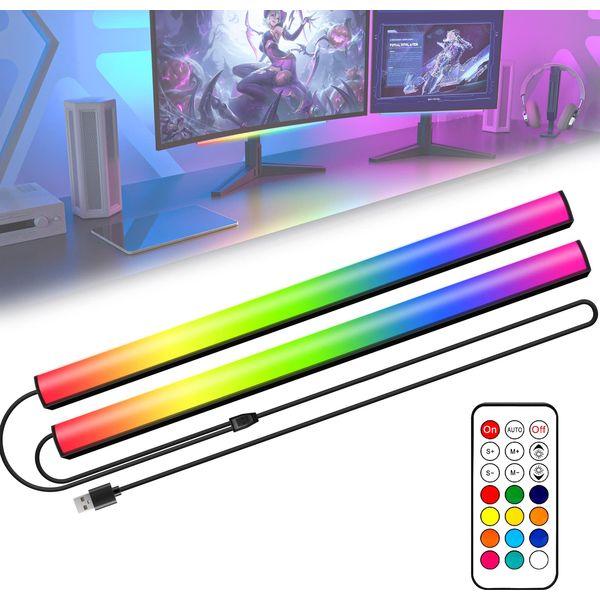 ABCidy Under Monitor Light Bar, RGB 3 Music Sync Modes Screenbar Light Desk Lamp Computer, LED Dynamic Rainbow Effect Gaming USB Powered, Remote Control Color Changing, Adjustable Brightness & Speed