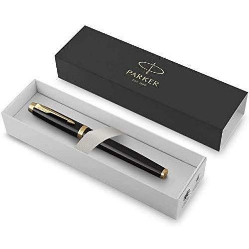 Parker IM Fountain Pen | Black Lacquer with Gold Trim | Medium Nib with Blue Ink Refill | Gift Box 4