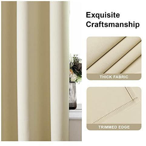 CUCRAF 2 Panels Thermal Insulated Super Soft Drapes Window Treatment Blackout Curtains for Bedroom/Living Room/Nursery - W46 x L54 inch Beige Eyelet Curtains 3
