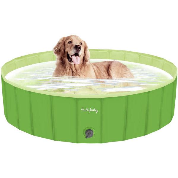 furrybaby Foldable Dog Pool For Dogs, Dog Padding Pool Portable For Dog Bath, Plastic Dog Swimming Pool Large Hard Kid Pool (Pink 100 * 30cm)