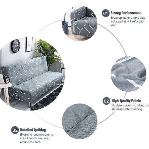 HEYOMART Sofa Cover High Stretch Elastic Fabric 1 2 3 Seater Sofa Slipcover Chair Loveseat Couch Cover Polyester Spandex Furniture Protector Cover with 1 Pillowcase (1 Seater, Grey Grid) 3