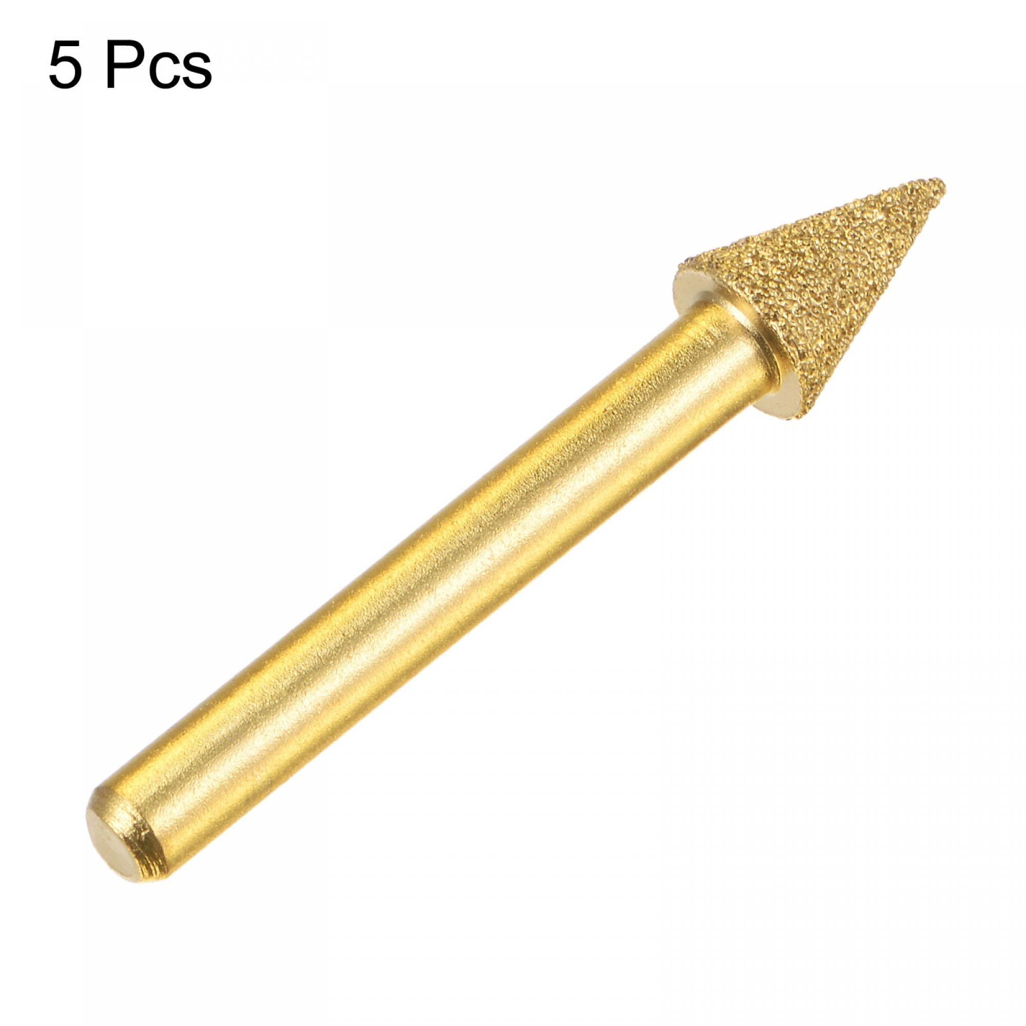 sourcing map 5Pcs Diamond Mounted Point 10mm Brazed Grinder Taper Head 6mm Shank Grinding Rotary Bit Marble Stone Carving Tool 3