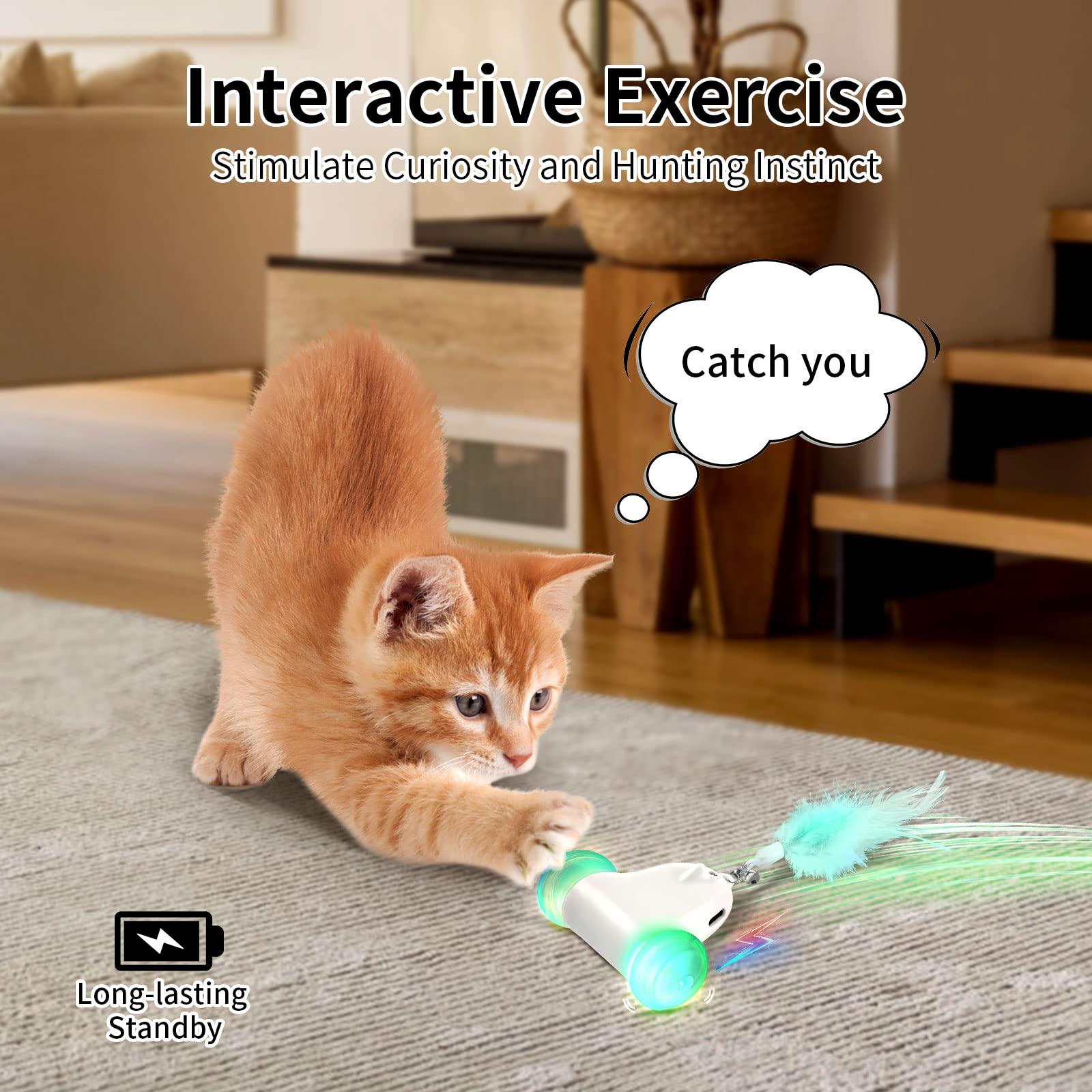 FWLWTWSS Interactive Cat Toy, Automatic Cat Toy Electric Cat Toy Adjustable Speed, Cat Toys with Intelligent Obstacle Sensor for Cat 4