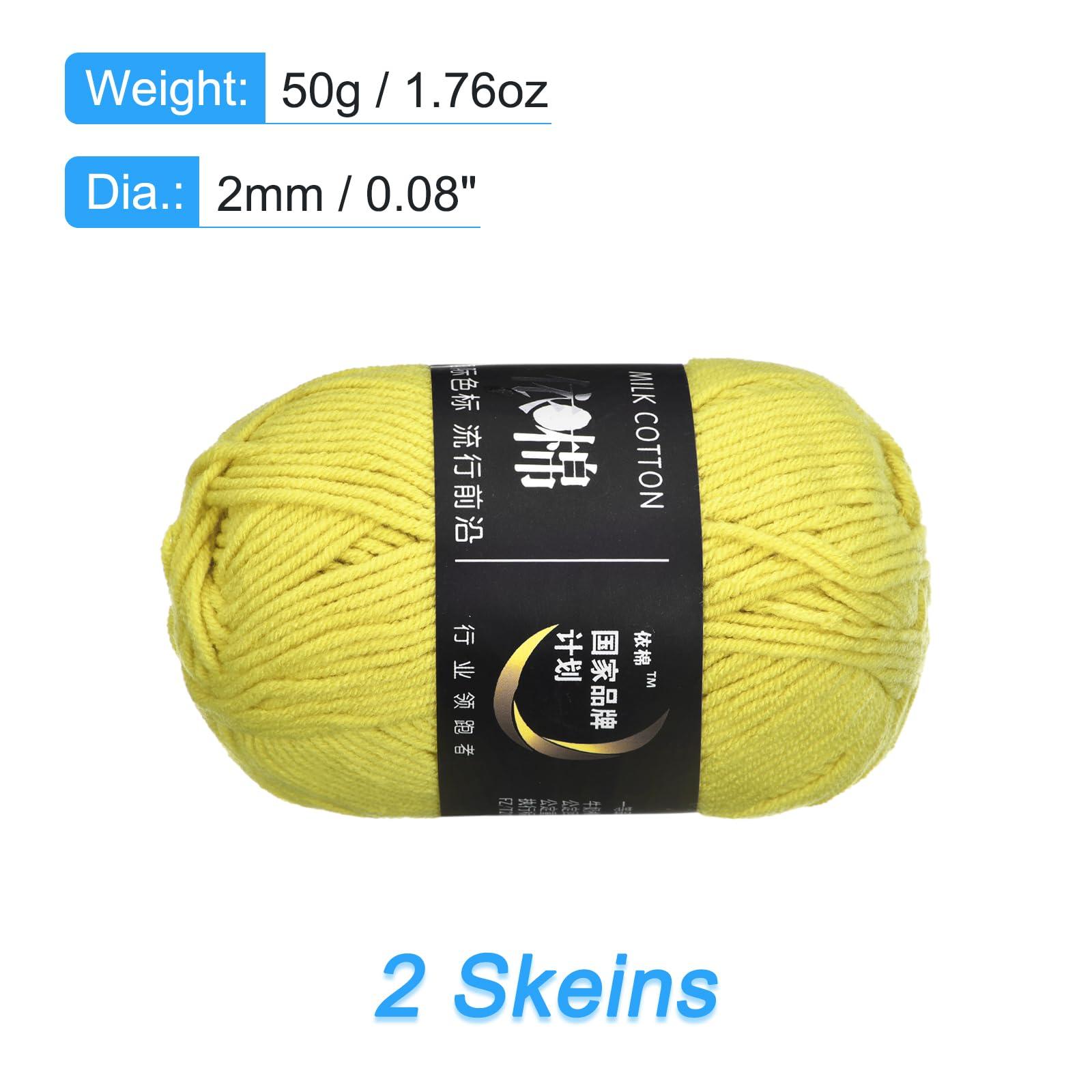 sourcing map Acrylic Yarn Skeins, 2 Pack of 50g/1.76oz Soft Crochet Yarns for Knitting and Crocheting Craft Project, Yellow-Green 1