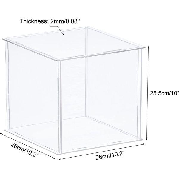 sourcing map Acrylic Display Case Plastic Box Clear Assemble Dustproof Showcase 26x11x25.5cm for Collectibles Items 1