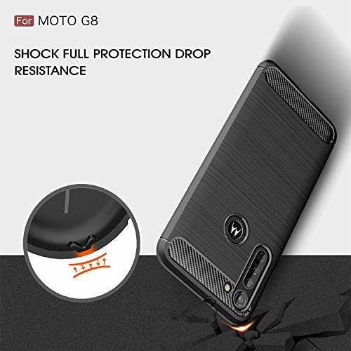 CruzerLite Moto G8 Case, Carbon Fiber Texture Design Cover Anti-Scratch Shock Absorption Case for Moto G8 (Blue) 2