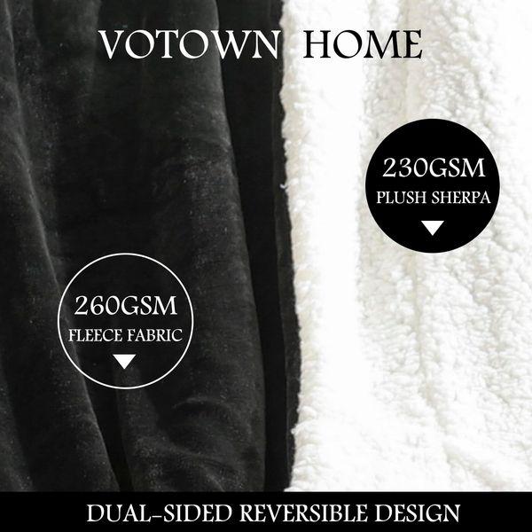 VOTOWN HOME Sherpa Fleece Throw Blanket, Comfy Blanket for Bed and Couch Double/Twin Size, Soft Fluffy Warm Winter Blanket for Sofa, 150x200 cm Brown 2